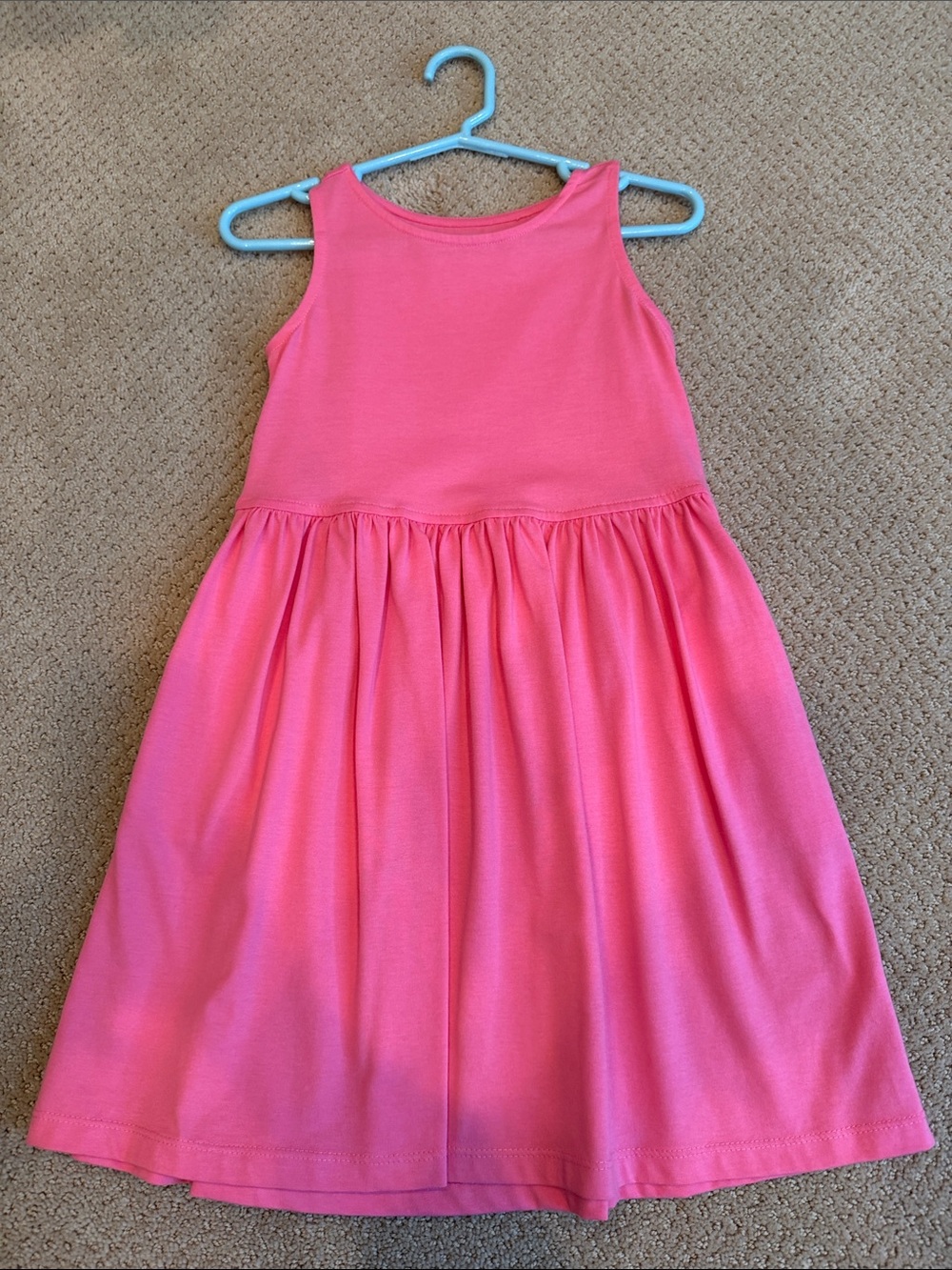 Girls' Primary Pink Sleeveless Cotton Dress